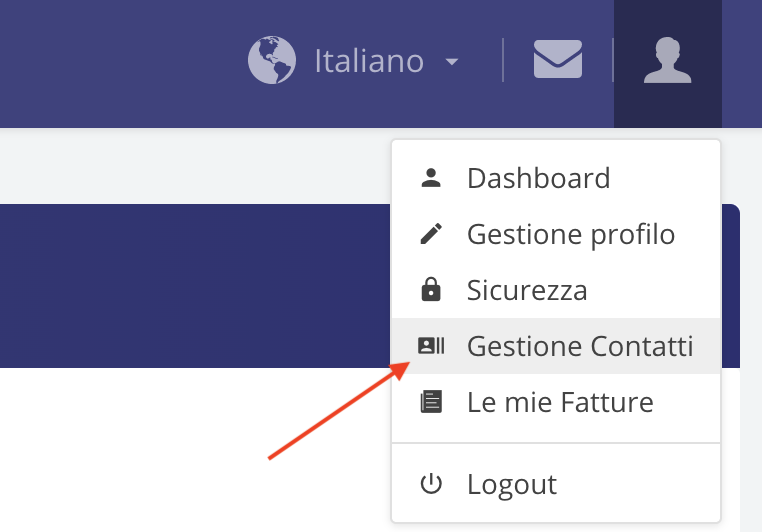 Gestione contatti Keliweb area cliente